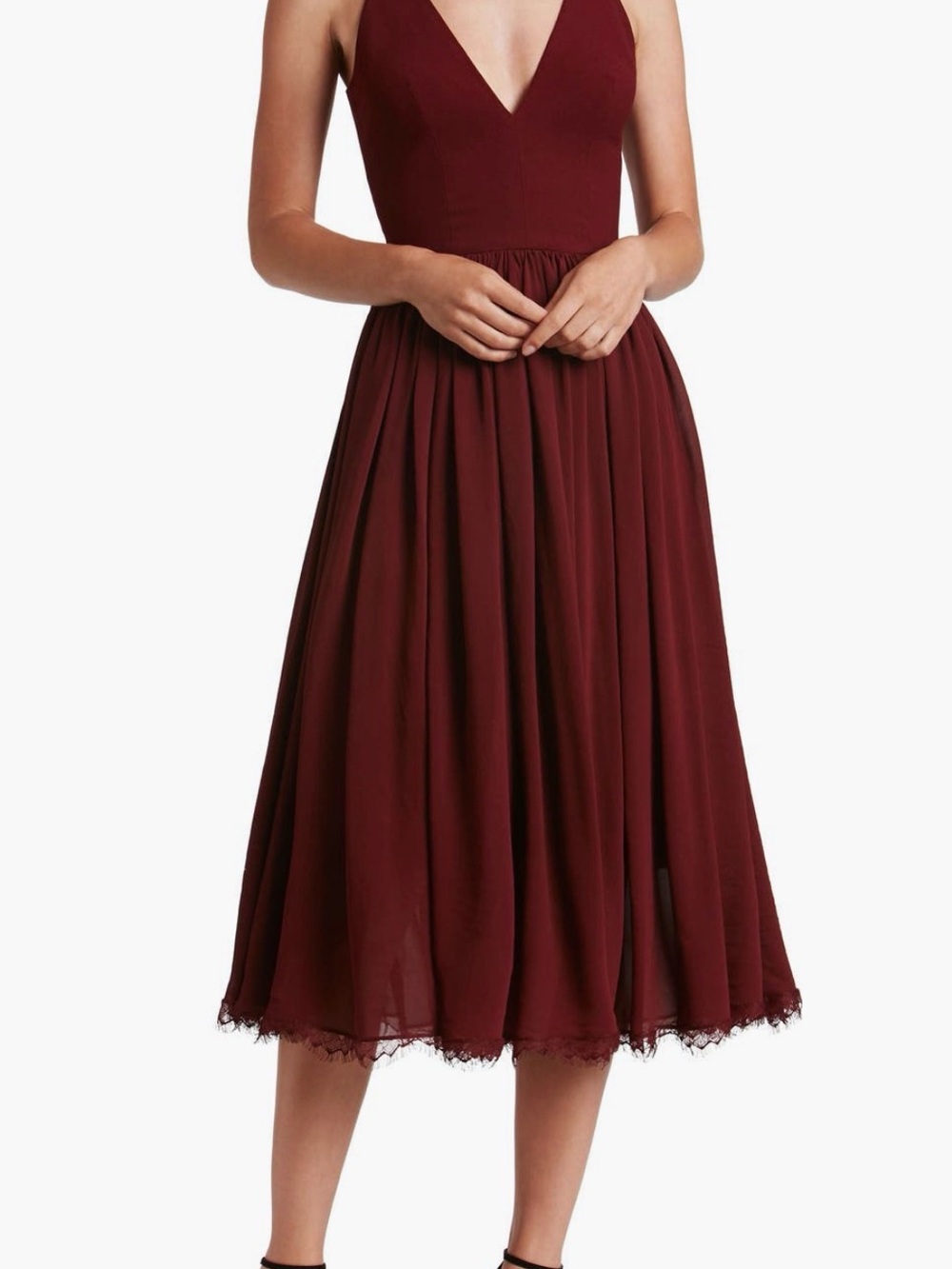 Dress the Population Alicia Mixed Media Midi Dress